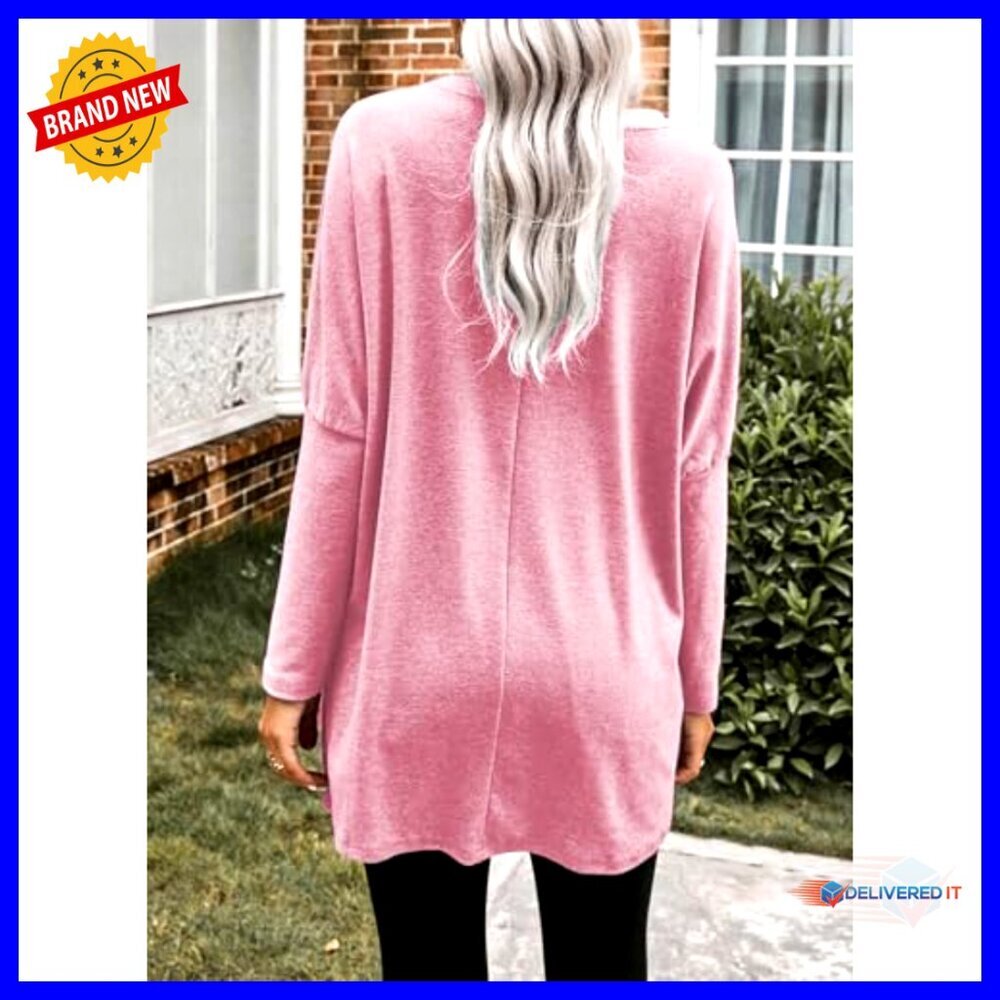 Long Sleeve Pullover Tunic Dress Casual Chic Oversized Sweatshirt Mini - Picture 4 of 7